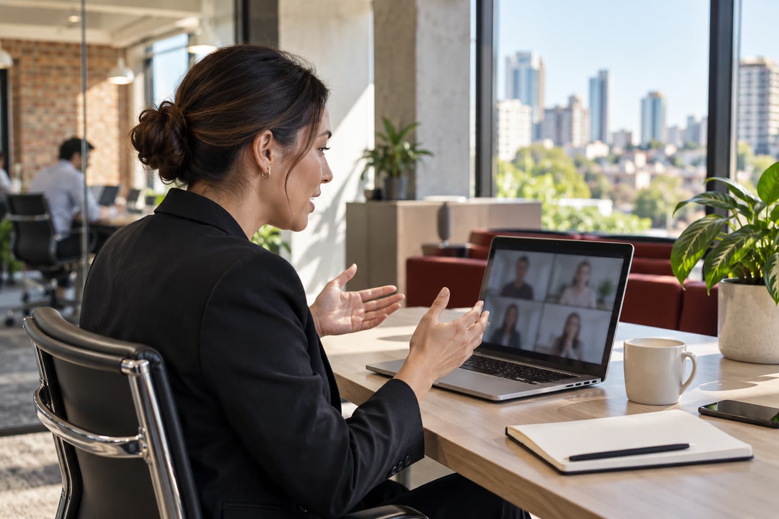 An Australian account team on a video call with an offshore delivery hub