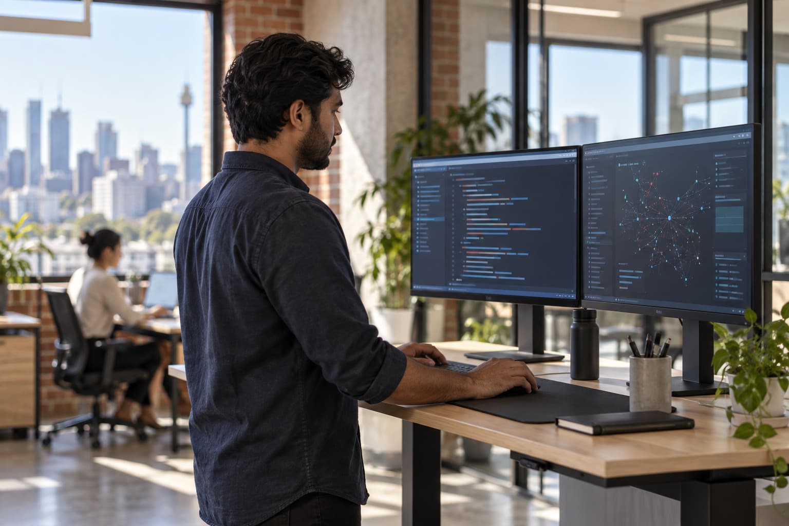 A Corpshore Australia engineer at work in a Sydney technology office